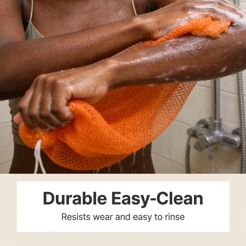 African Net Exfoliating Bath Gloves with Rope - Image 4