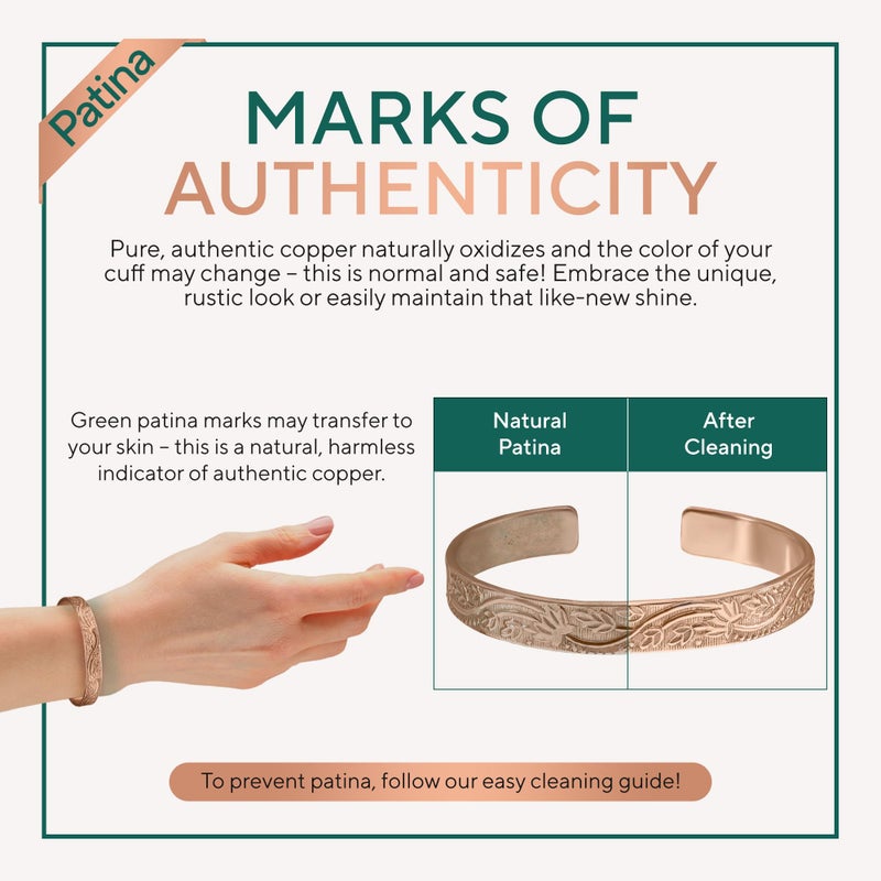 TheraCopper Copper Bracelet for Women â€” 100% Pure Copper Jewelry for Women â€” Raw, Solid & Uncoated Authentic Handmade Tibetan Bracelet Cuff Bangles Or Bangle Bracelets (Floral) - Image 5