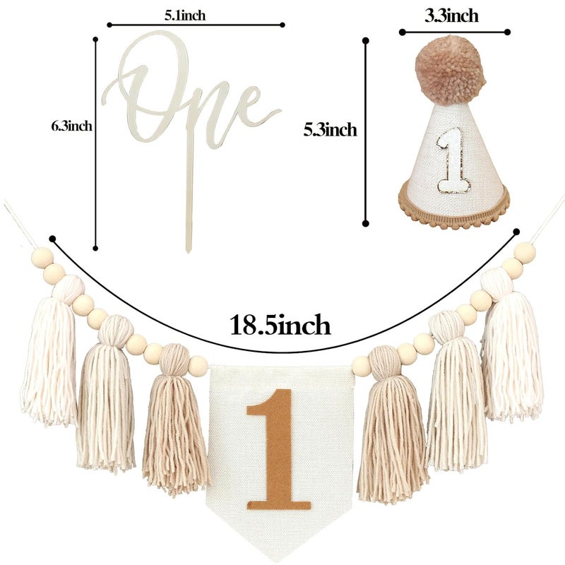 One-year-old party decoration light brown high chair flag one-year-old arrangement supplies - Image 5