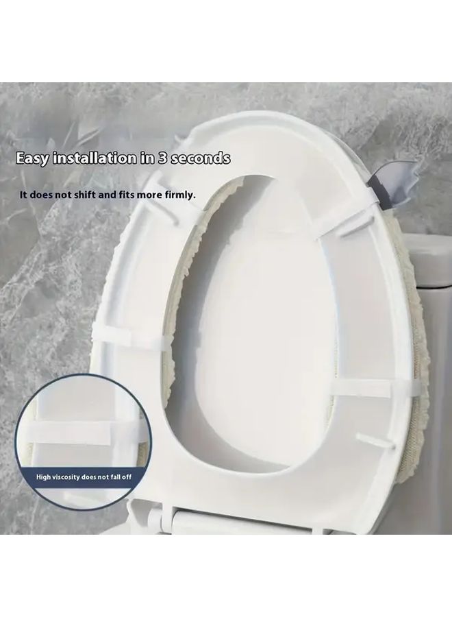 Soft Toilet Seat Cushion With Sheep Design Warm Washable Fabric Adhesive Backing - Image 5