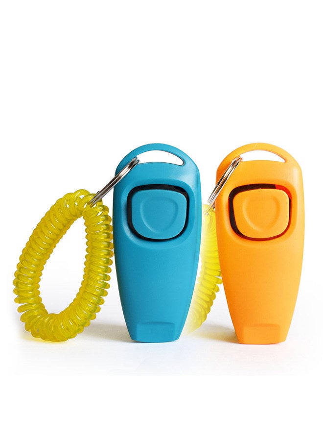 Generic 2pcs Dog Training Clickers 2 in 1 Whistle and Clicker Pet Training Tools with Wrist Strap Key Ring for Dogs Cats Pets  - Image 1