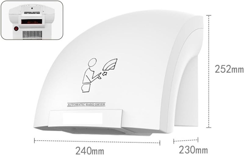 Hand Dryer, Hand Dryer Automatic Smart Sensor Hot Air and Cold, Commercial Bathroom Toilet Wall for Kitchen Bedroom Hotel - Image 3
