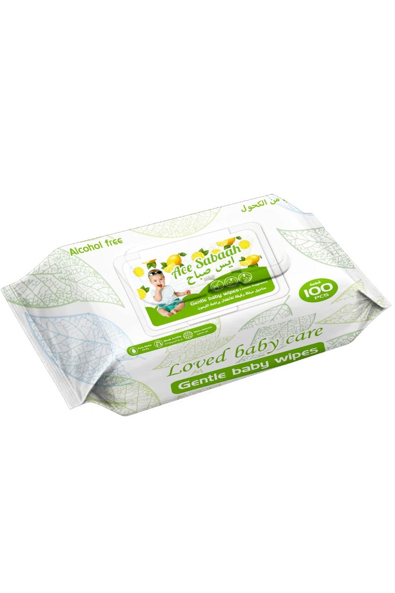 Ace Sabaah Baby Wet Wipes 100 sheets Mild Lemon Scent Pack of 3 - Image 1