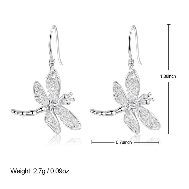 FIFATA Catwalk Sterling Silver 925 Women's Vivid Animals Small Dragonfly Pendant Drop Earrings - Image 5