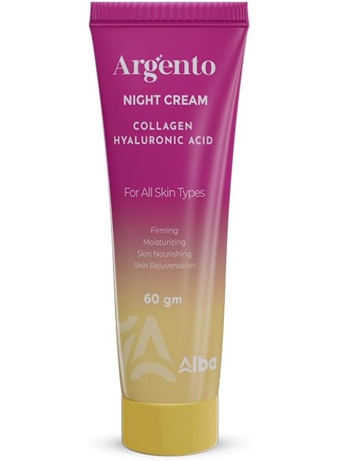 Argento Night Cream with Collagen & Hyaluronic Acid, 60 gm, For All Skin Types