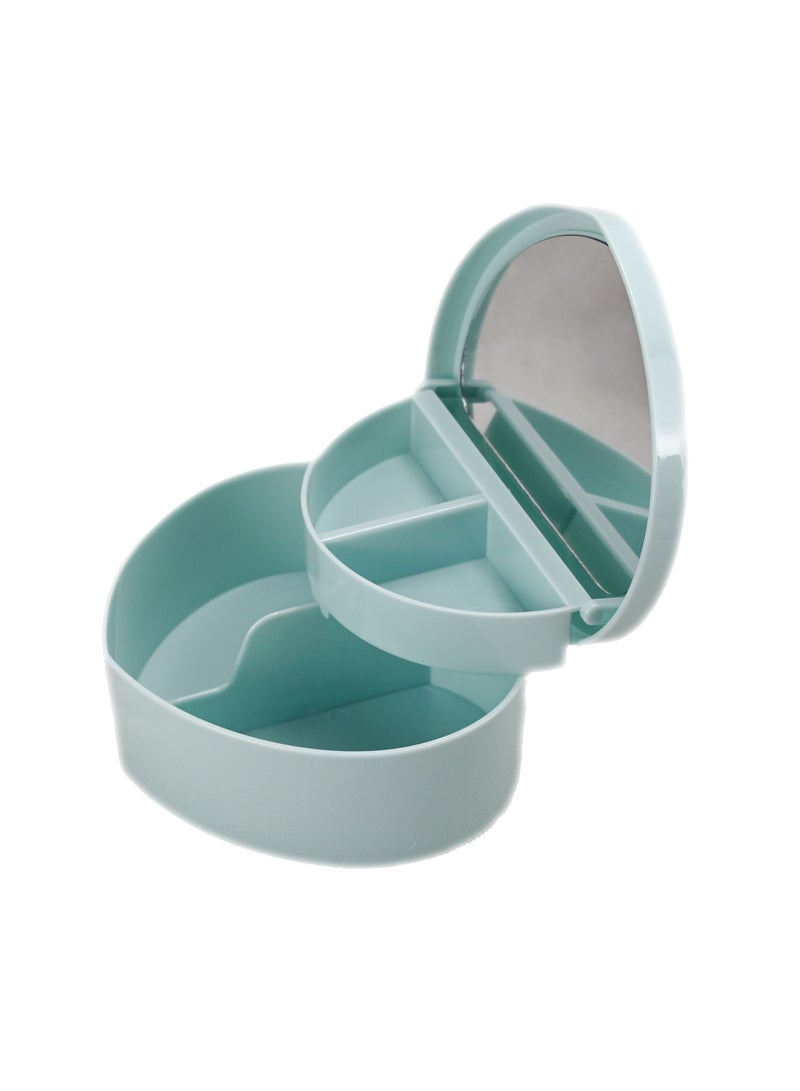 صندوق مجوهرات على شكل قلب وحيد القرن | صندوق مجوهرات الاطفال | صندوق على شكل قلب وصندوق مزخرف مطبوع عليه رسوم كرتونية ملونة مع مرآة للفتيات - Image 4