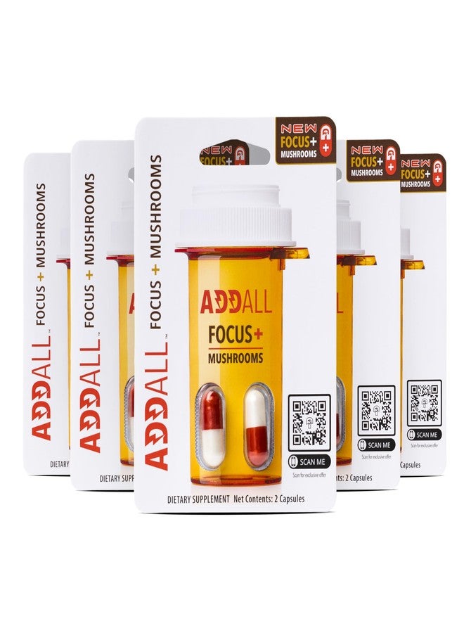Addall Focus + Mushrooms Memory Supplement (5 Pack) #1 Effective Alternative Brain Supplement Substitute Pills Nootropic & Energy | No Crash | Science Backed Formula | 10 Capsules - Image 1