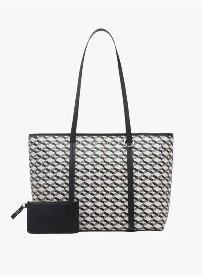Flora Bella By Shoexpress Women's Printed Tote Bag with Zip Closure and Coin Pouch