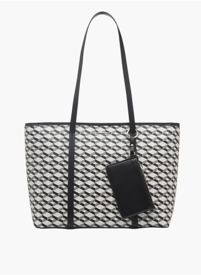 Flora Bella By Shoexpress Women's Printed Tote Bag with Zip Closure and Coin Pouch