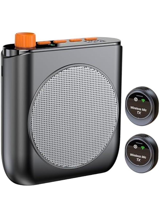 Wireless Microphone Amplifier, Magnetic Clip-on Microphone Voice Amplifier, Suitable for Teachers Portable Bluetooth Voice Amplifier Equipped with 2 Clip-on Microphones Classroom Meetings Tour Guides - Image 1