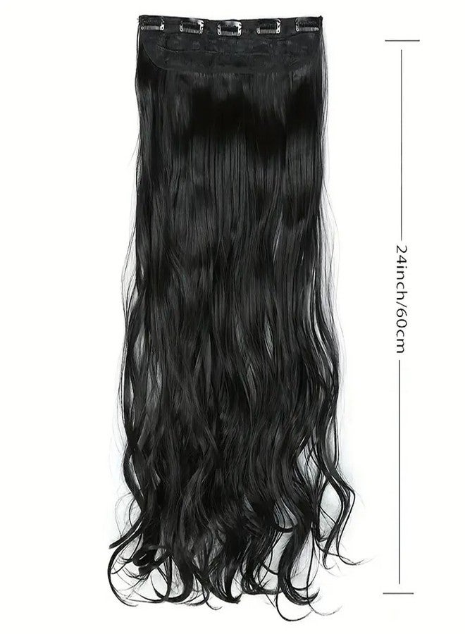 Ashkash 1pcs Long Curly Wavy Hair Extensions - 5 Clips Synthetic Fiber Hairpieces Hair Clips Hair Accessories for Women and Girls - Add Volume and Style to Your Hair Halloween Christmas (Brown) - Image 3