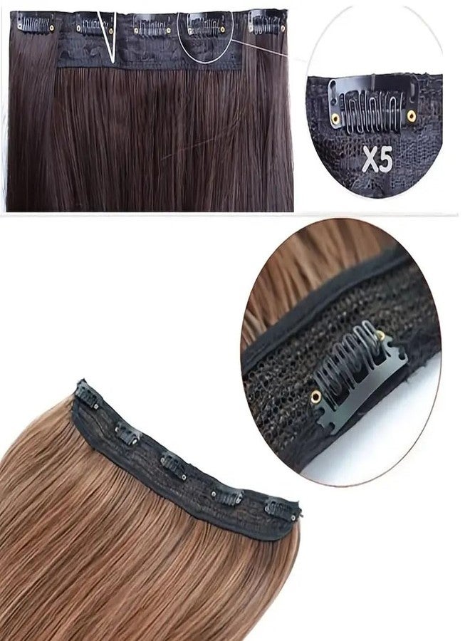 Ashkash 1pcs Long Curly Wavy Hair Extensions - 5 Clips Synthetic Fiber Hairpieces Hair Clips Hair Accessories for Women and Girls - Add Volume and Style to Your Hair Halloween Christmas (Brown) - Image 4
