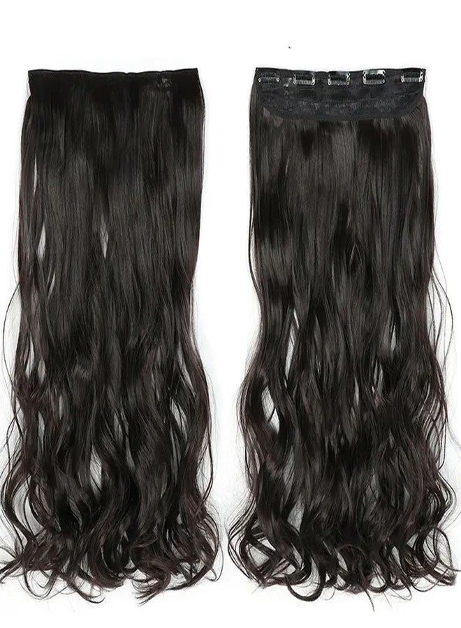 Ashkash 1pcs Long Curly Wavy Hair Extensions - 5 Clips Synthetic Fiber Hairpieces Hair Clips Hair Accessories for Women and Girls - Add Volume and Style to Your Hair Halloween Christmas (Brown) - Image 2