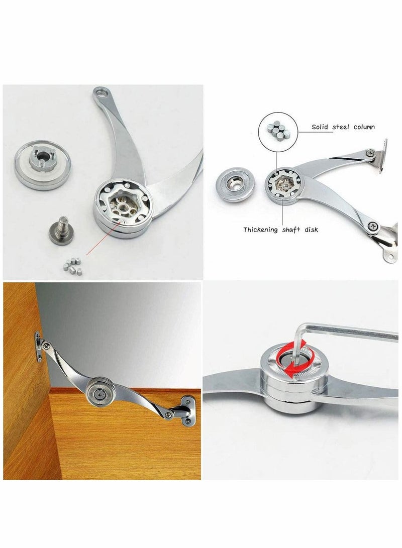 Y&D Folding Lid Support Hinges, KASTWAVE Furniture Lift Up Flap Stay Hardware, Kitchen Cabinet Door Adjustable Hinge, for Cupboard Toy Box (2 Pieces)  - Image 4