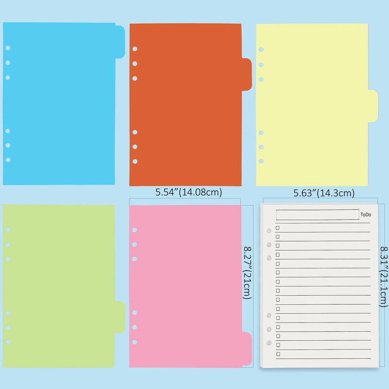Harphia A5 6 Holes Binder Refill Value Set, 90sheets to do list loose leaf paper with sticker and divider, todo planner insert with binder pocket for A5 binder 6 holes refillable notebook,005da5todo - Image 4
