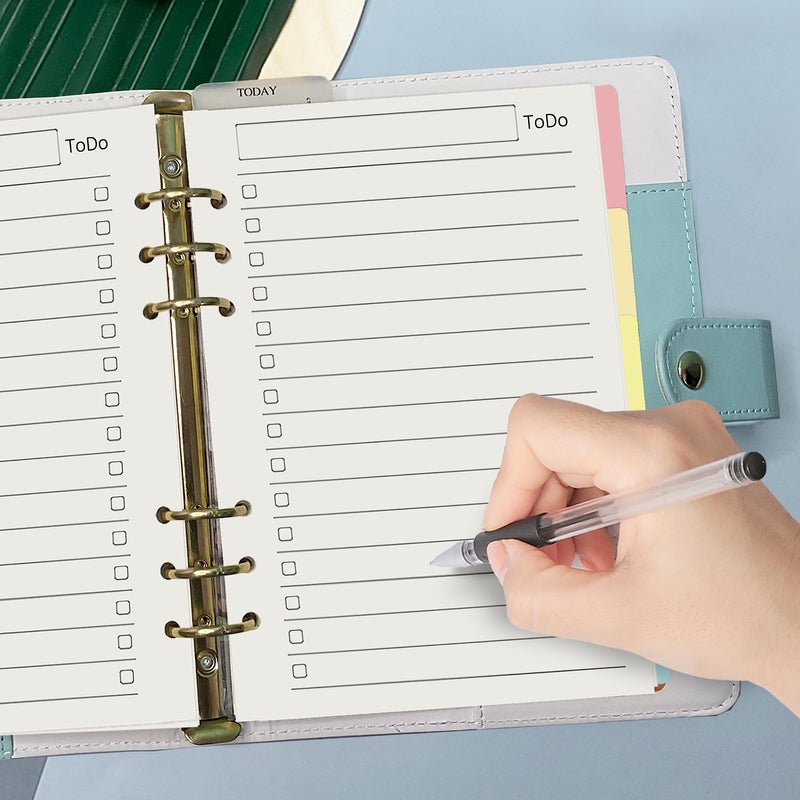 Harphia A5 6 Holes Binder Refill Value Set, 90sheets to do list loose leaf paper with sticker and divider, todo planner insert with binder pocket for A5 binder 6 holes refillable notebook,005da5todo - Image 2