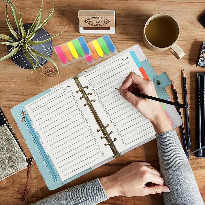 Harphia A5 6 Holes Binder Refill Value Set, 90sheets to do list loose leaf paper with sticker and divider, todo planner insert with binder pocket for A5 binder 6 holes refillable notebook,005da5todo - Image 3