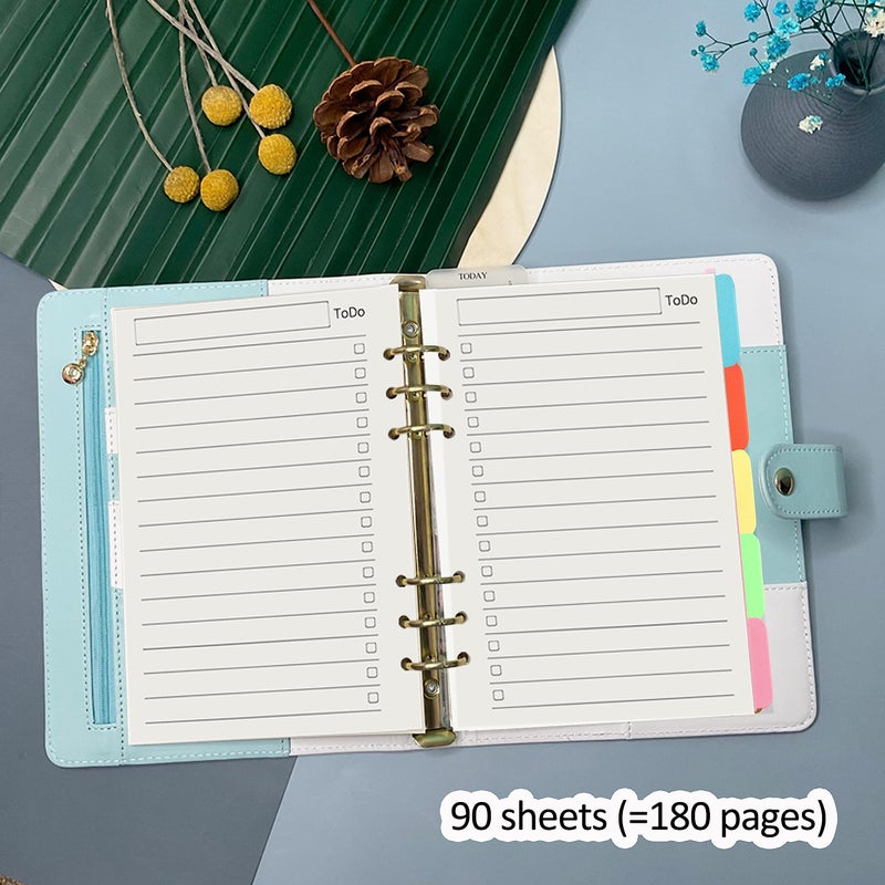 Harphia A5 6 Holes Binder Refill Value Set, 90sheets to do list loose leaf paper with sticker and divider, todo planner insert with binder pocket for A5 binder 6 holes refillable notebook,005da5todo - Image 5