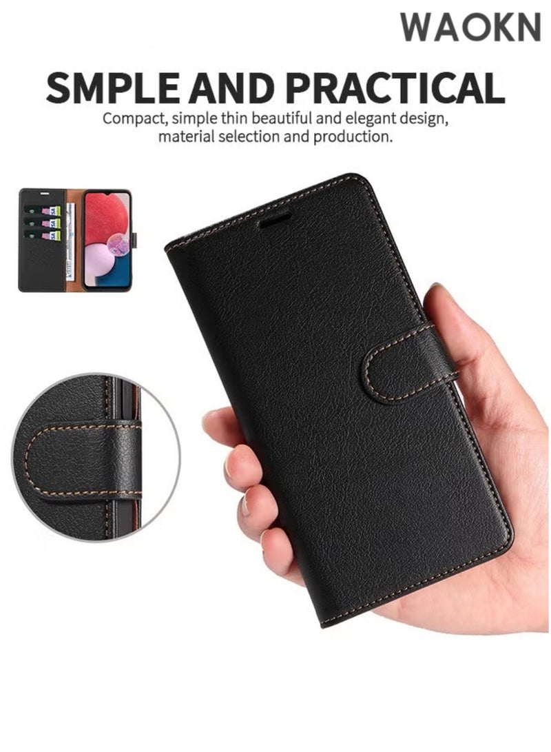 WAOKN Case For Samsung A55 5G Wallet Case, Flip Wallet Case with Kickstand RFID Blocking Credit Card Holder Full Protection Magnetic Case Compatible RFID Blocking Magnetic Card Folio Cover, Luxury Leather Flip Case,Black. - Image 5