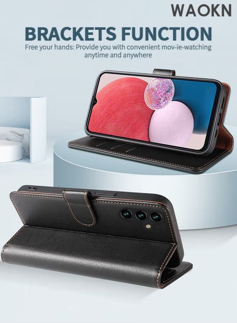 WAOKN Case For Samsung A55 5G Wallet Case, Flip Wallet Case with Kickstand RFID Blocking Credit Card Holder Full Protection Magnetic Case Compatible RFID Blocking Magnetic Card Folio Cover, Luxury Leather Flip Case,Black. - Image 4
