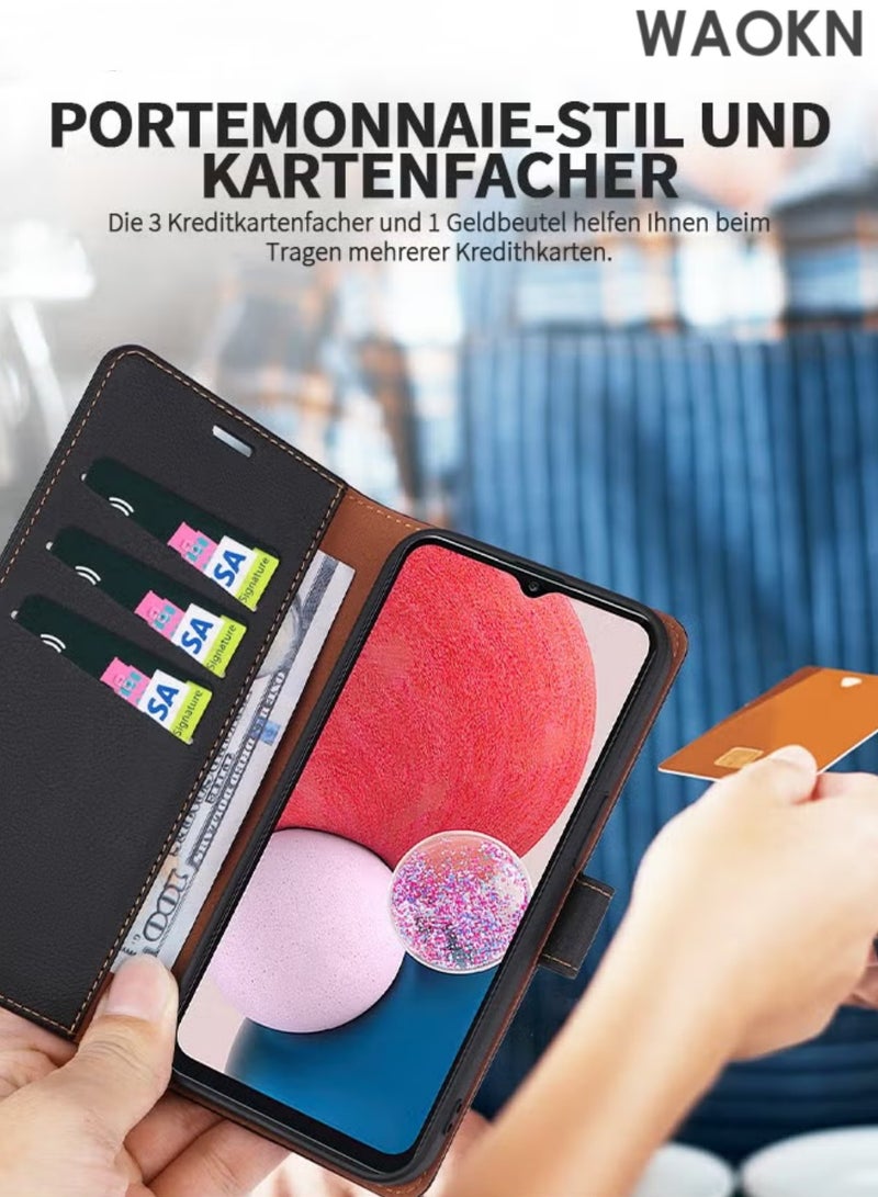 WAOKN Case For Samsung A55 5G Wallet Case, Flip Wallet Case with Kickstand RFID Blocking Credit Card Holder Full Protection Magnetic Case Compatible RFID Blocking Magnetic Card Folio Cover, Luxury Leather Flip Case,Black. - Image 3