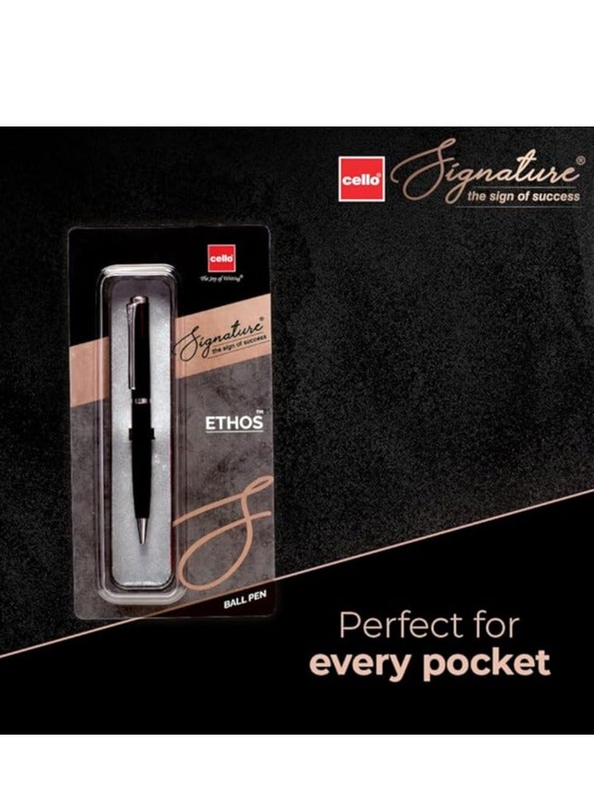 Cello Signature Carbon Ball Pen Blue Ink - Image 2