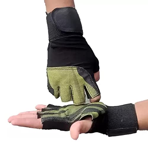 Drauss® Gym Gloves, Padded Weight Lifting Gloves,Workout Gloves with Built-in 19" Wrist Wraps, Exercise Gloves for Cross Training, Pull Ups, Fitness, Powerlifting, for Men & Women (Green) - Image 2