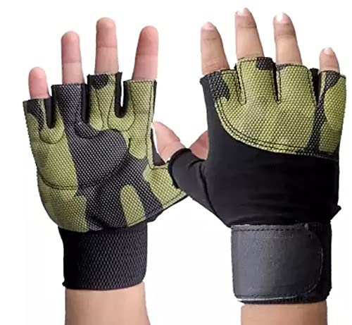 Drauss® Gym Gloves, Padded Weight Lifting Gloves,Workout Gloves with Built-in 19" Wrist Wraps, Exercise Gloves for Cross Training, Pull Ups, Fitness, Powerlifting, for Men & Women (Green) - Image 1