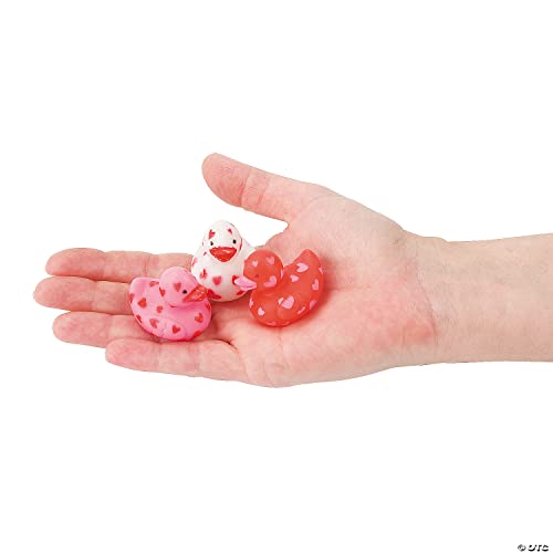 Fun Express Mini Valentine Rubber Duckies Bulk Set of 24 Pink Red and White Valentines Day Party Favors and Toys - Image 5