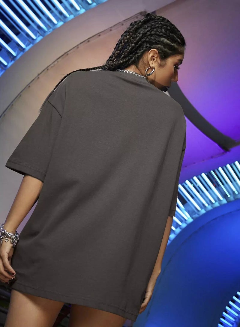 Map Print Drop Shoulder Oversized Tee  - Image 2
