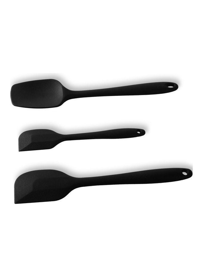NIBEMINENT 3Pcs/Set Silicone Food Spatula Set for Kitchen Baking Salad Mixing Tools black 28*28*28cm - Image 1