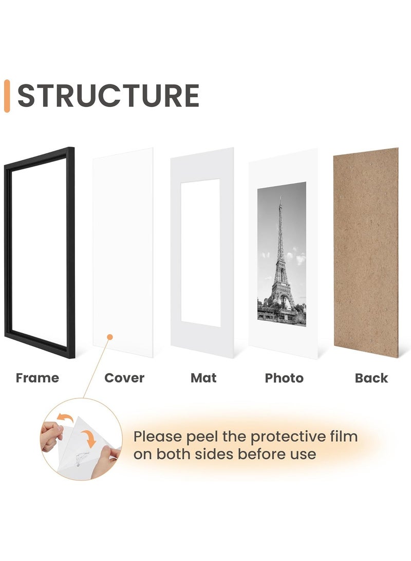 YelaJoy 8x10 Picture Frame Set of 5, Display Pictures 5x7 with Mat or 8 x 10 Without, Wall Gallery Photo Frames, Black - Image 2