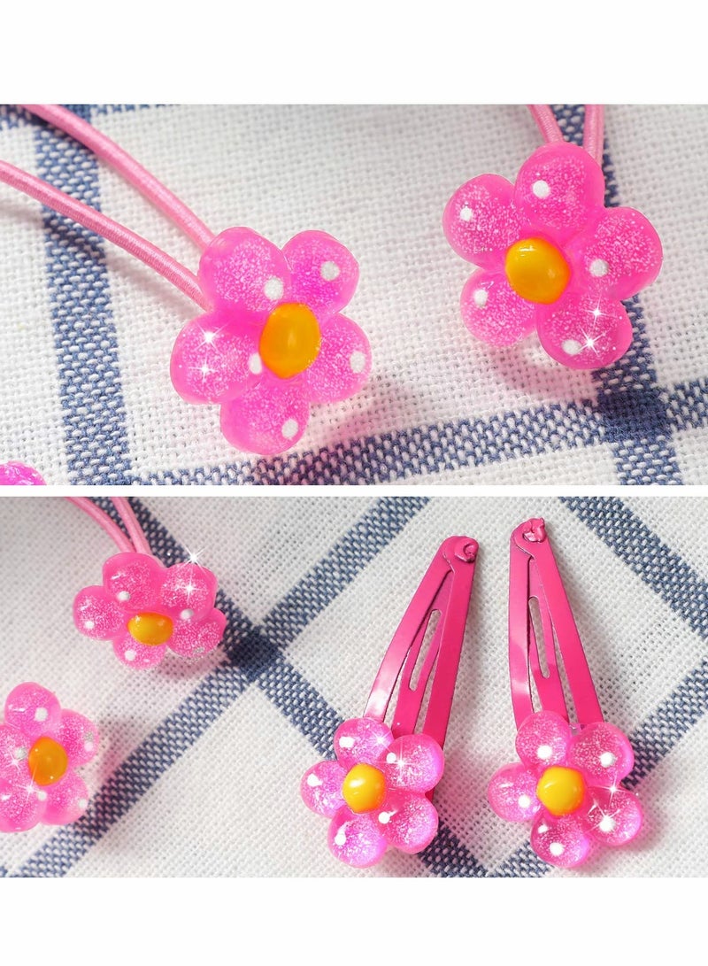 Kids Jewelry Little Girls Necklace Bracelet Ring Clip-on Earrings Hair Clips Set, Costume Jewelry Party Favors Gift for Dress up Pretend Play - Flower  - Image 3