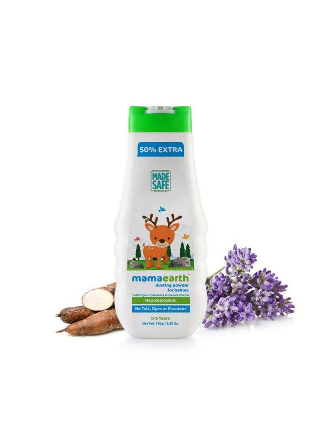 Mamaearth Dusting Powder for Babies | Gentle Talc-Free Baby Powder for Diaper Rash | with Natural Oatmeal Cornstarch & Arrowroot | SLS & Paraben Free | 5.29 Oz (150g) - Image 1