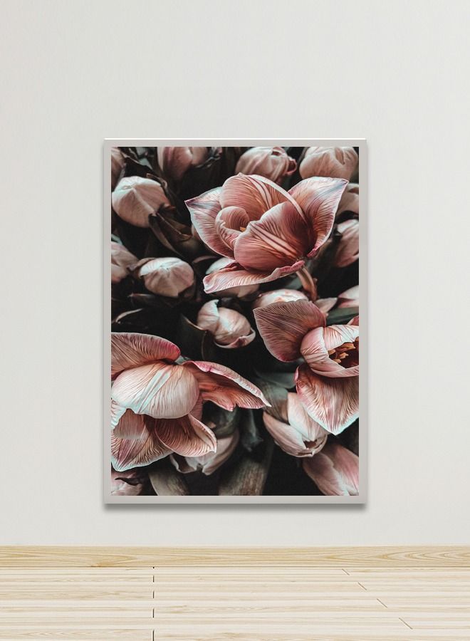 Marktna Canvas Wall Art For Wall Decoration, Flower Design, With A Hollow Silver Frame, Size 120x80cm One Piece - Image 1