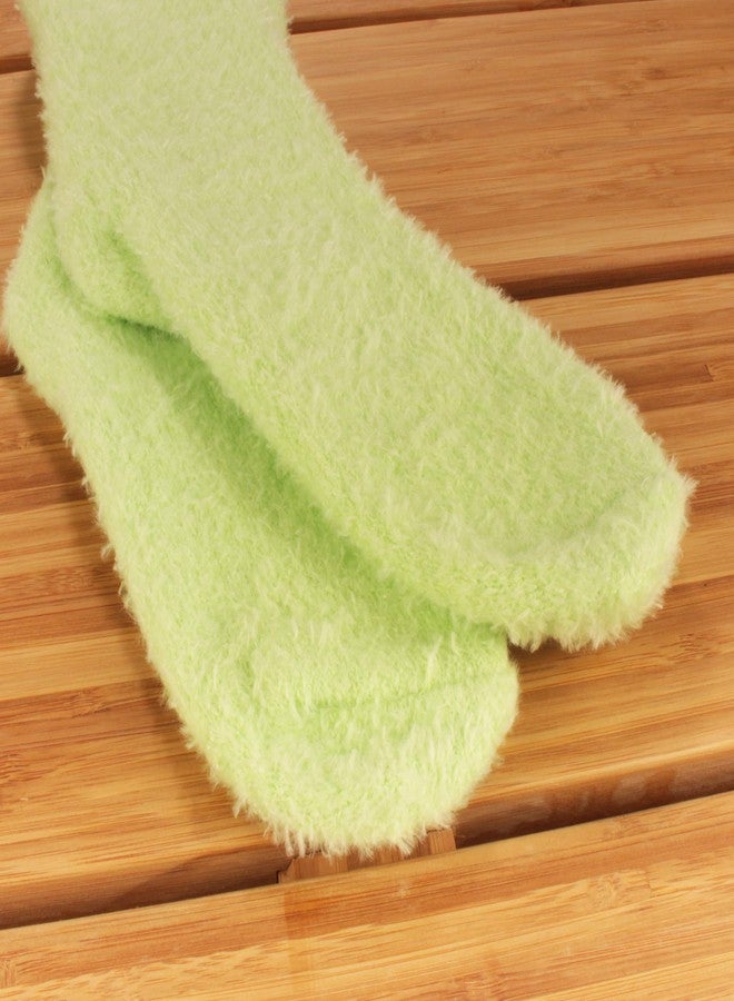 بامبو إم إن جوارب نسائية كبيرة الحجم من بامبو إم إن، ناعمة الملمس، ملونة، مريحة ودافئة، مصنوعة من القطيفة - أخضر - 4 أزواج - Image 4