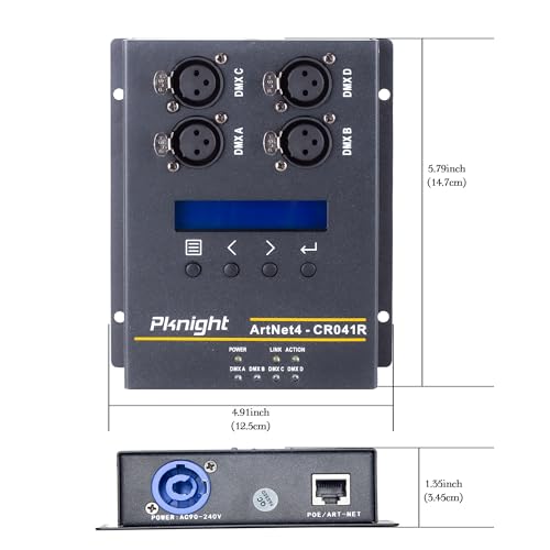 Pknight ArtNet DMX Ethernet Lighting Controller Interface, Truss-mount, 4-Universe Bidirectional Art-Net to DMX512 Node, PoE (No RDM) - Image 4