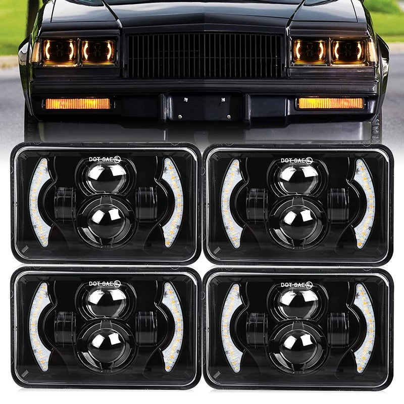 CO LIGHT 4x6 LED Headlights with White DRL Halo Amber Turn Signal LightSquare Replacement H4651 H4652 H4656 H4666 H6545 Compatible with KWT800T400T600 PT 357378379 etc