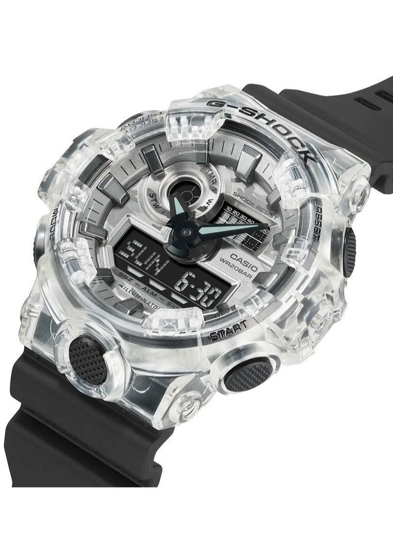Casio Men Watch G-Shock Round Analog Digital Black Dial Resin Band GA-700SKC-1ADR