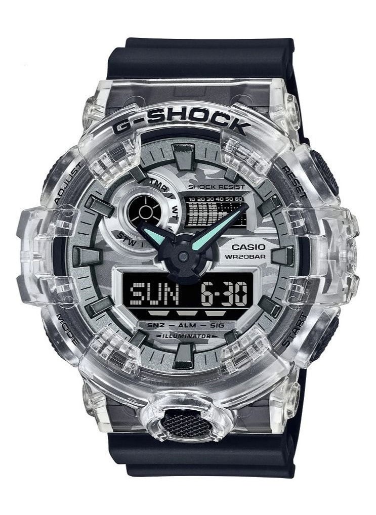 Casio Men Watch G-Shock Round Analog Digital Black Dial Resin Band GA-700SKC-1ADR