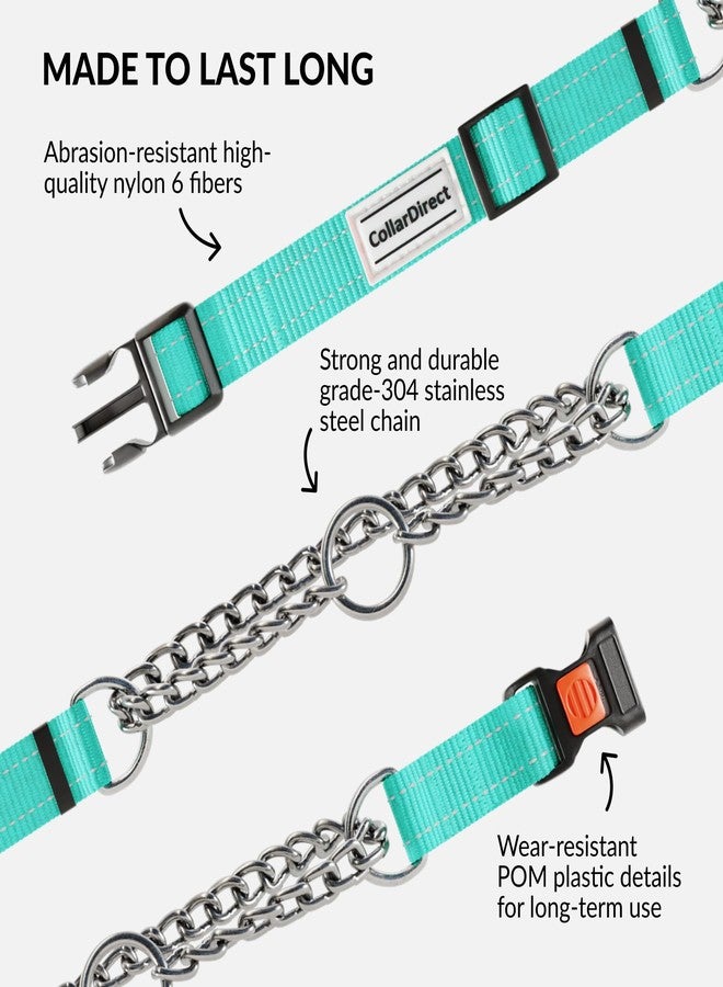 CollarDirect Martingale Dog Collar Heavy Duty Nylon Slip Collars for Small Medium Large Dogs [Stainless Steel Chain and Quick Release Buckle, Reflective, Mint Green, S, 12"-15"] - Image 4