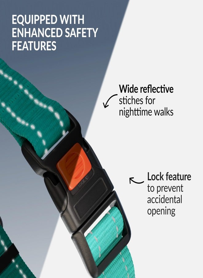 CollarDirect Martingale Dog Collar Heavy Duty Nylon Slip Collars for Small Medium Large Dogs [Stainless Steel Chain and Quick Release Buckle, Reflective, Mint Green, S, 12"-15"] - Image 3