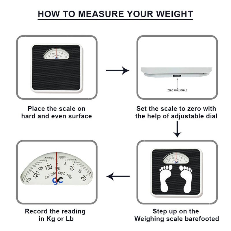 GVC Large Surface Iron Analog Weighing Scale (Black), 2 Kilograms - Image 5