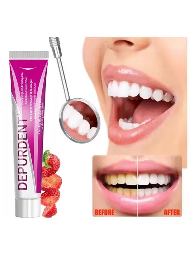 DEPURDENT Clean and Polish Toothpaste 50 ml, Clean and Polish Paste for Teeth Cleaning, Removes Dental Plaque and Tea Stains, Solve Teeth Discoloration Question, Tooth Whitening Toothpaste - Image 2