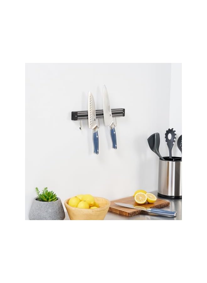 S-TOP Met Lux 13 Inch Magnetic Knife Holder For Wall, 1 Powerful Knife Magnetic Strip - Space-Saving Organizer, Securely Hang Kitchen Utensils or Tools, Black Plastic Knife Hanger, - Image 2