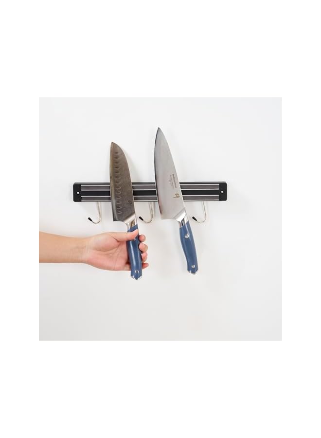 S-TOP Met Lux 13 Inch Magnetic Knife Holder For Wall, 1 Powerful Knife Magnetic Strip - Space-Saving Organizer, Securely Hang Kitchen Utensils or Tools, Black Plastic Knife Hanger, - Image 3