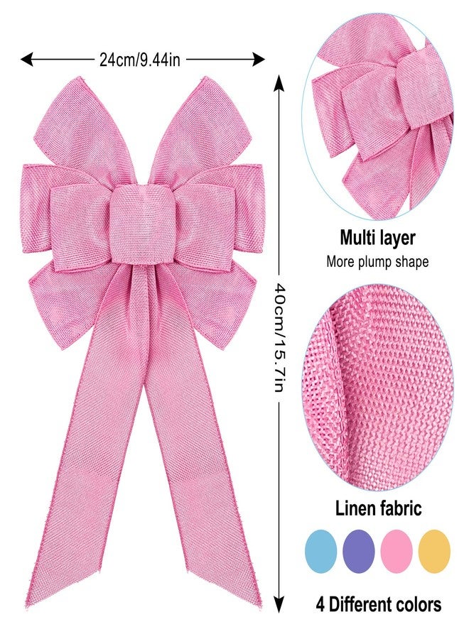 وولاين مجموعة زينة إكليل الربيع من والين، 4 قطع، كبيرة الحجم، بألوان زاهية، مناسبة لعيد الفصح، تتضمن شرائط تزيينية بألوان الوردي، البنفسجي، الأصفر، والأزرق، بالإضافة إلى شرائط تزيينية من الخيش، مثالية لتزيين حفلات الربيع. - Image 2