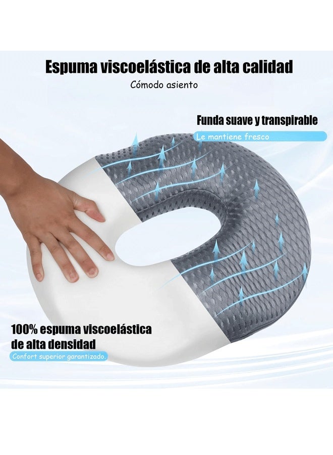 XiuWoo Memory Foam Hemorrhoid Cushion, Orthopedic Memory Foam Cushion for Relieving Lumbar Pain and Sciatica, Donut Cushion for Tailbone, Hemorrhoid Seat for Home, Office, Car - Image 2