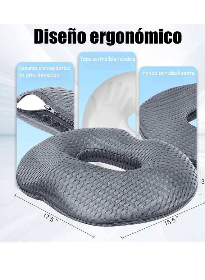XiuWoo Memory Foam Hemorrhoid Cushion, Orthopedic Memory Foam Cushion for Relieving Lumbar Pain and Sciatica, Donut Cushion for Tailbone, Hemorrhoid Seat for Home, Office, Car - Image 4
