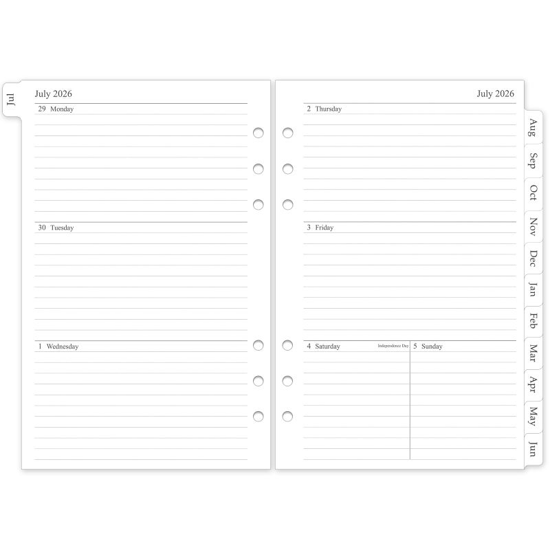 Homlive 2026-2027 Weekly & Monthly Planner Refill, A5 Medium Planner Inserts for 6 Holes, 5.5"x8.5", July 2026 - June 2027, 12 Monthly Calendars with Laminated Tabs, 6-Hole Punched - Image 1